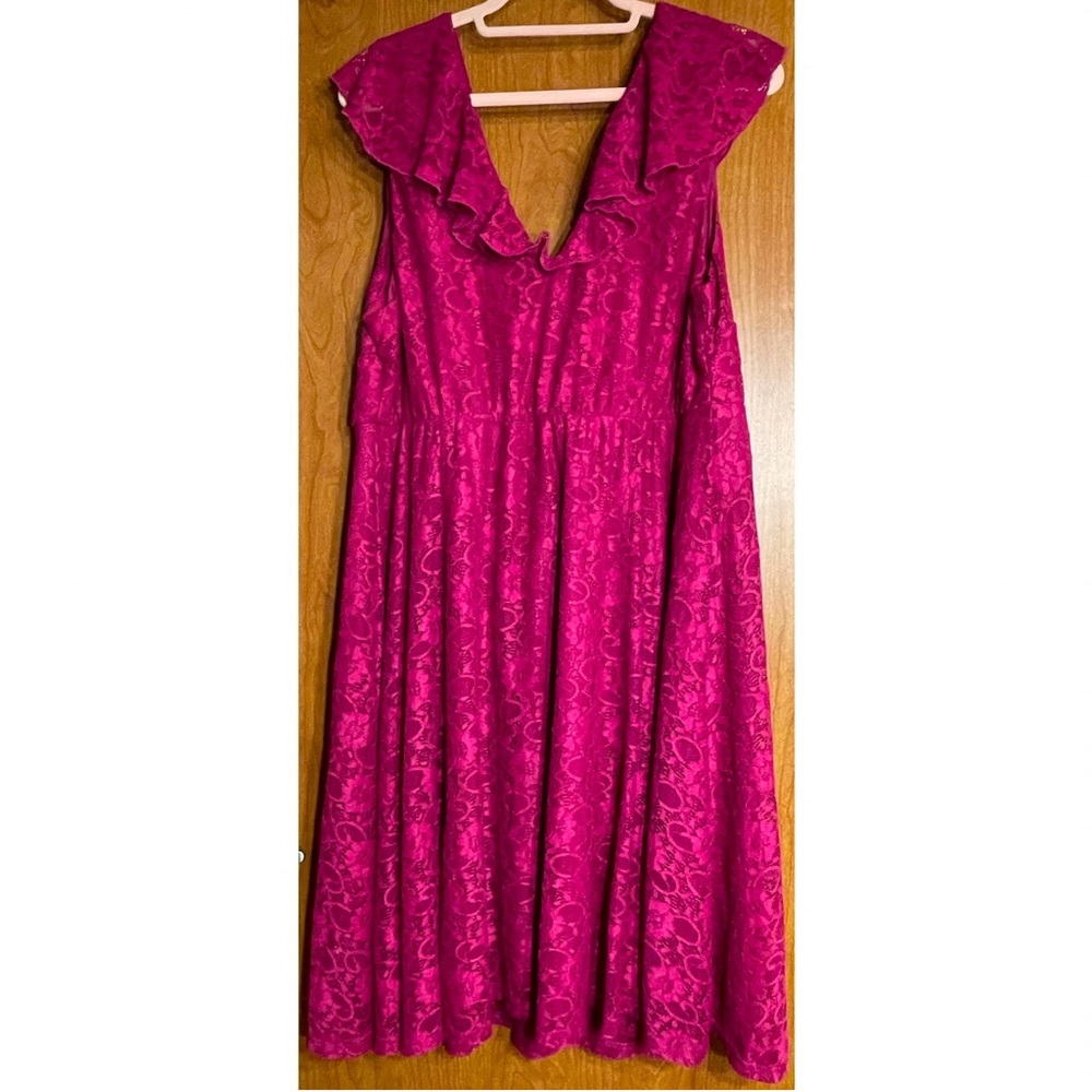 Torrid Skater Ruffled Berry Red Lace Dress NWT SZ 2 (18–20) - Picture 9 of 11